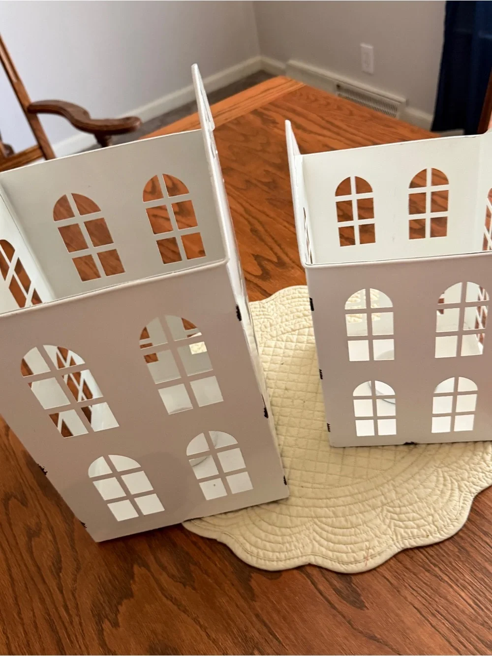 White Decorative Metal House Lanterns - Home Accents